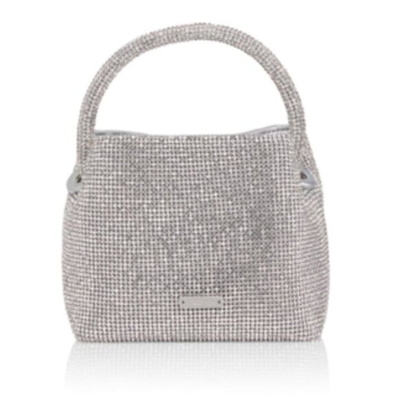 cult gaia Handbags - NWT Cult Gaia Solene Mini Top Round Handle Clear Rhinestone Silver Bag
